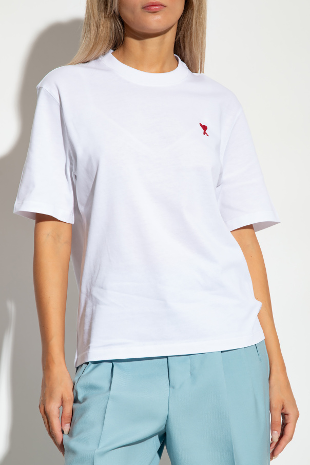 White T - SchaferandweinerShops HK - shirt with logo Ami